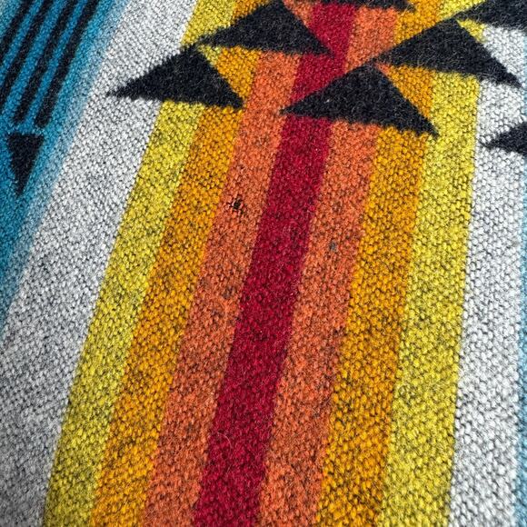 VTG Handmade Wool Upholstered Seat Cushion Pendleton Style Southwest Pattern 14” - Picture 5 of 7